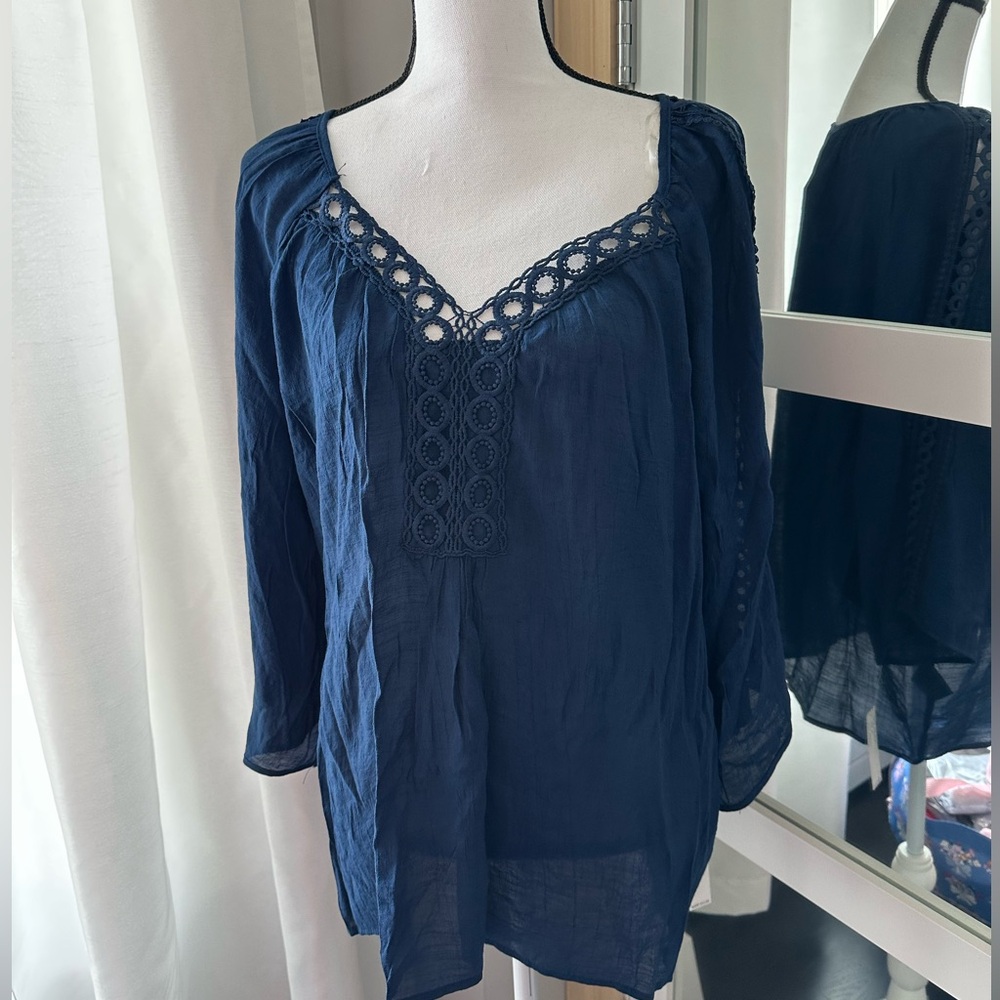 Elegant Navy Blue Women's Top